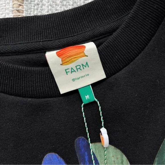 Farm Rio Amazonia Black Long Balloon Sleeves Sweat Dress Women’s Size Medium - Picture 8 of 11